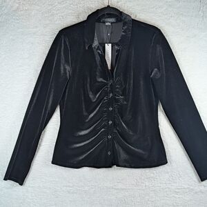 567-NWT Anthropology Sanctuary Velvet‎ Black Blouse